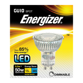 Energizer GU10 LED Dæmpbar glas spot 5,5w 345lumen (50w)